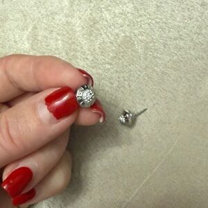 Henri Bendel Silver Crystal Stud Earrings